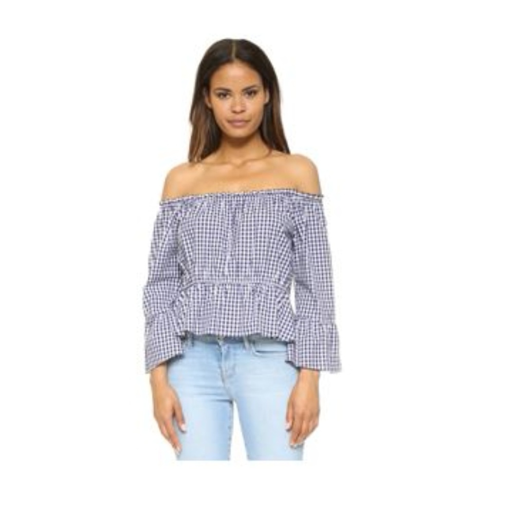 Amanda Uprichard off-the-Shoulder Gingham Blouse